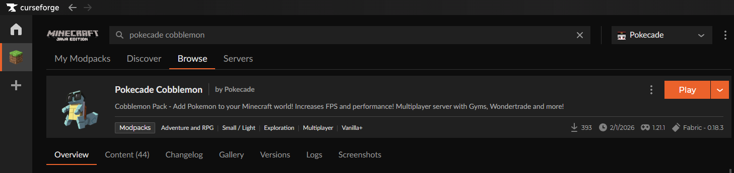 Download Pokecade Cobblemon in CurseForge